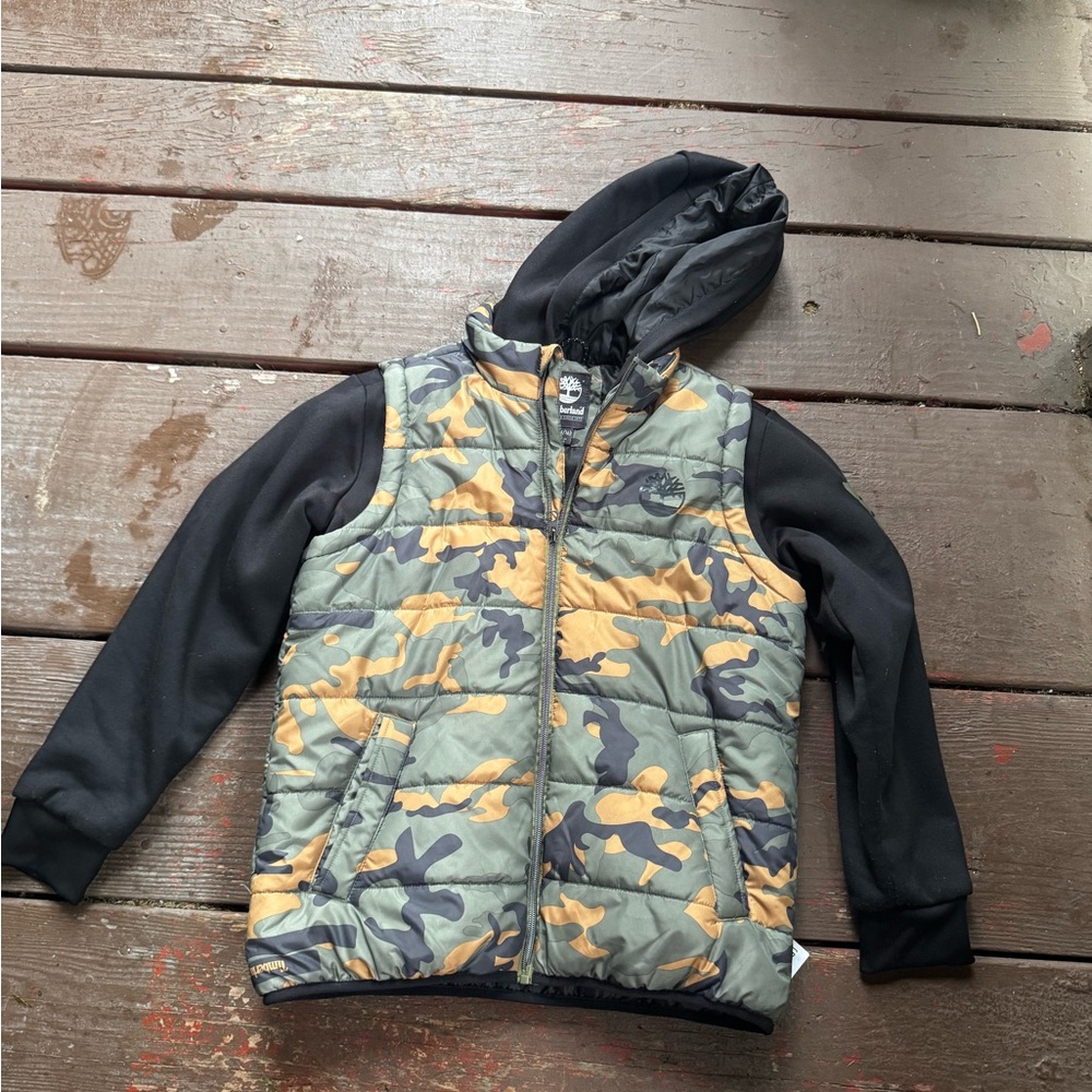 Timberland Kids Camo Hooded Jacket - Green and Black
